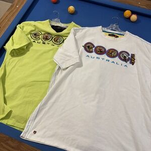 VTG COOGI Australia T-Shirt Men's 4XL Front Logo Neon Green / White - Lot Of (2)